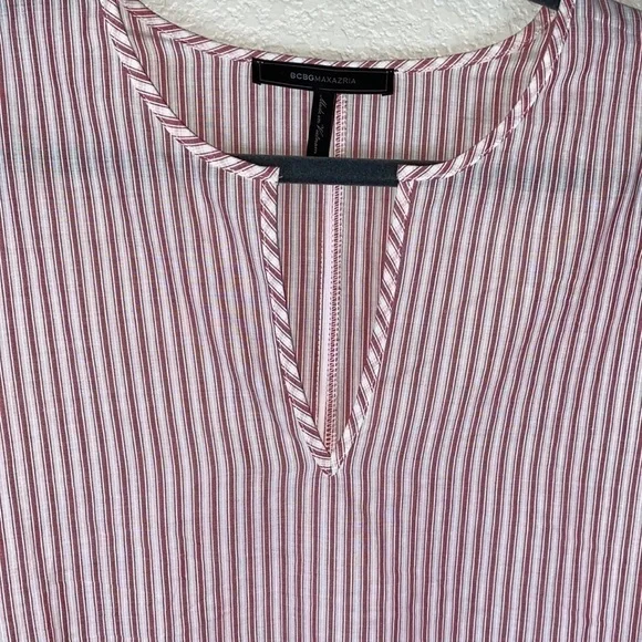 BCBGMaxAzria Striped Boho Long Sleeve Peasant Top Size M - Picture 4 of 7